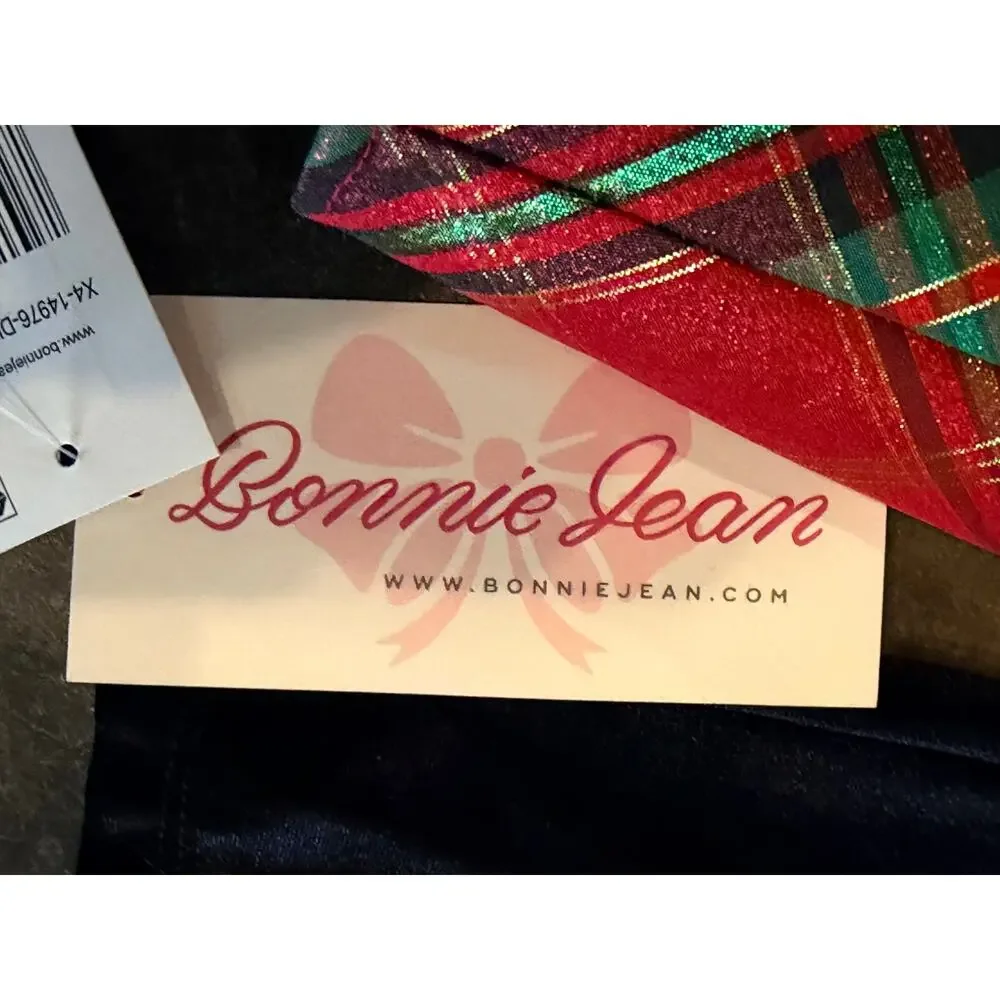 Bonnie Jean Red Velvet & Plaid Tiered Holiday Dress Girls New Christmas Size 8